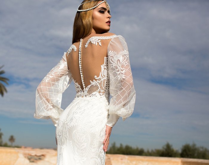Свадебное платье русалка с красивыми рукавами