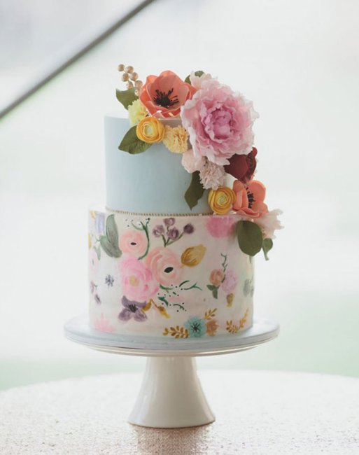 Торт с ручной росписью на свадьбу