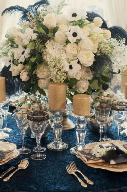 Оформление свадьбы в сине-белом цвете