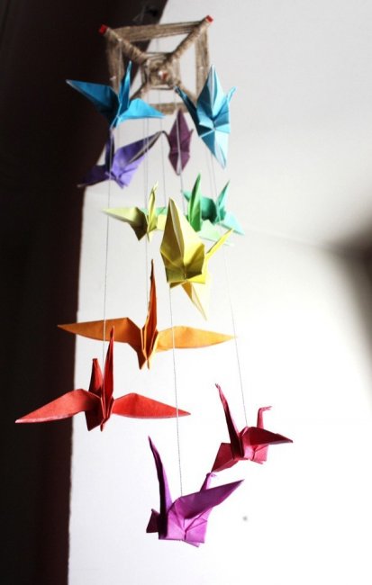 Подвеска с журавликами оригами