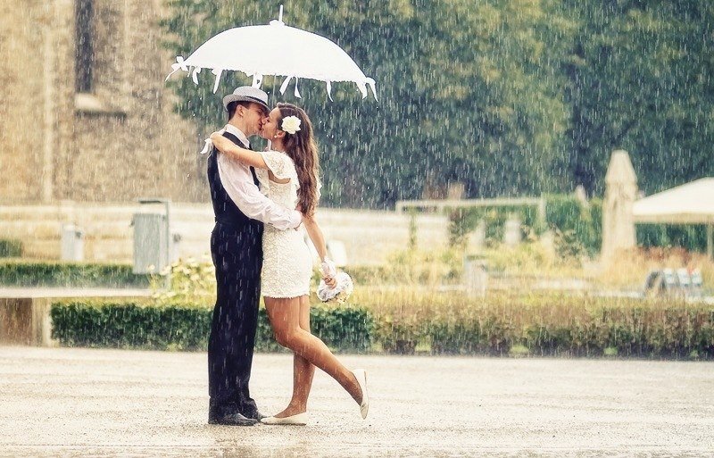 Романтичная фотосессия под дождем