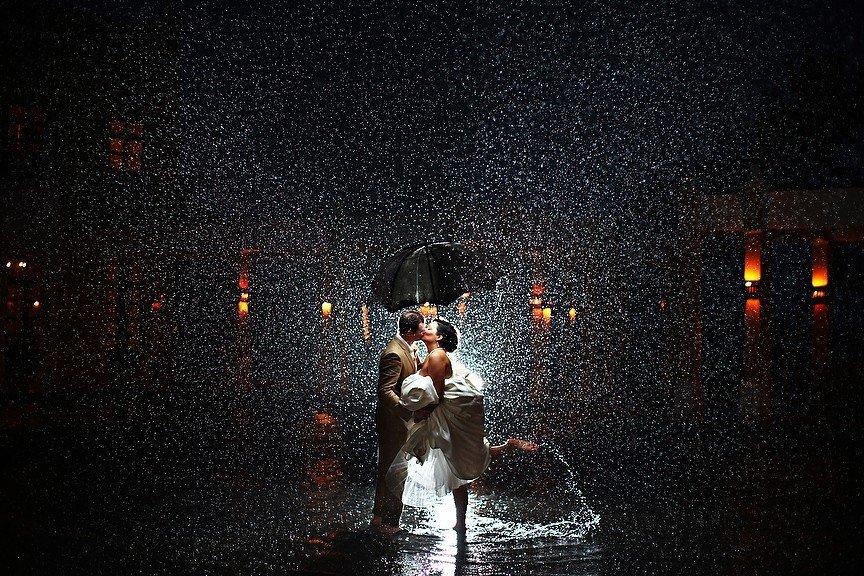 Романтичная фотосессия под дождем