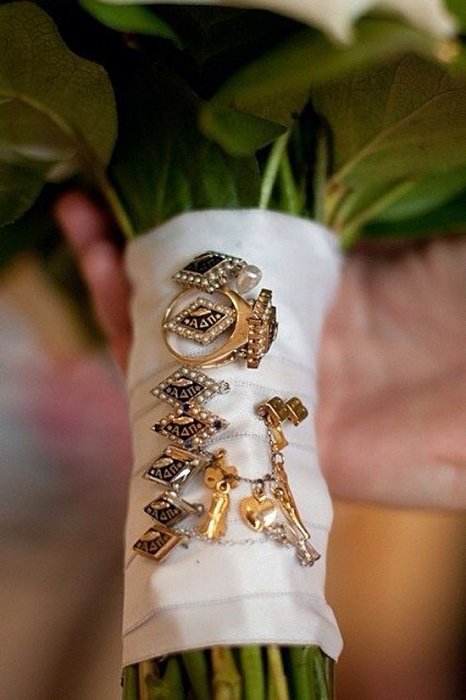 Декор ножки букета невесты