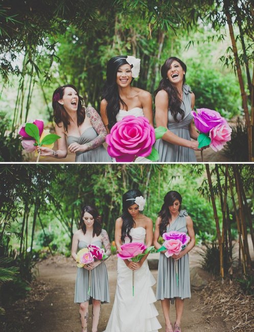 Яркие цветы для невесты и ее подружек