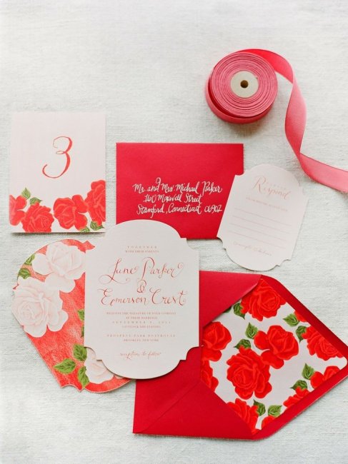 Приглашения на свадьбу в красном цвете