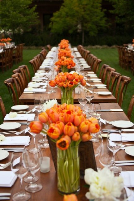 свадебный банкет в оранжевом цвете
