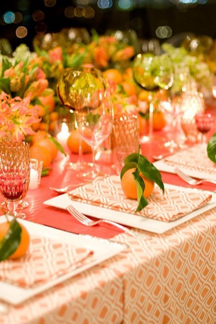 свадебный банкет в оранжевом цвете