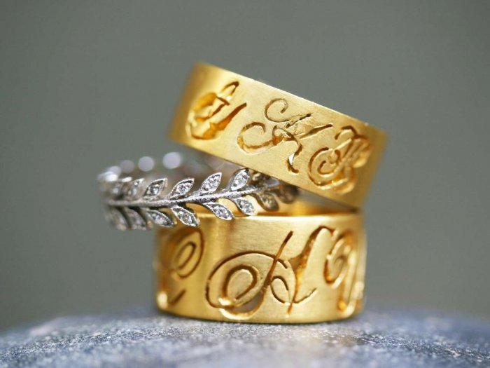 Золотые кольца с монограммой