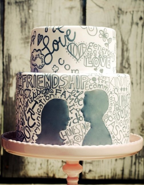 Свадебный торт со словами