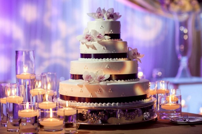 Оформление свадебного торта свечами