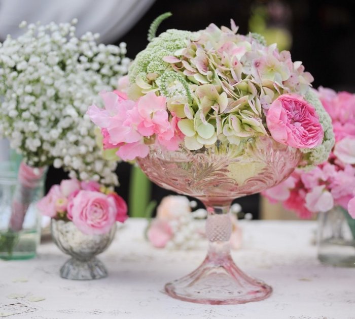 Свадебные цветы в розово-мятном цвете