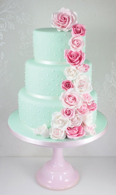 Торт для розово-мятной свадьбы