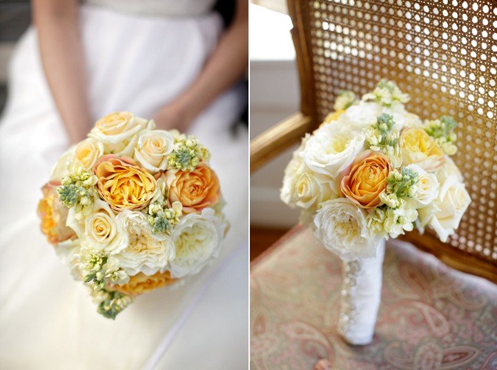 Оранжево-желтый букет невесты с эффектом омбре