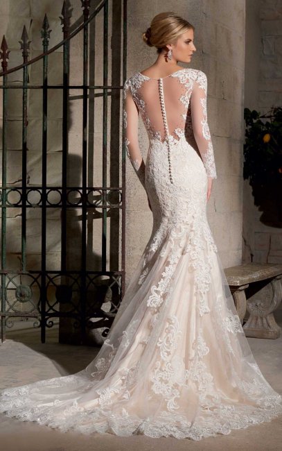 Изящное свадебное платье русалка с открытой спиной