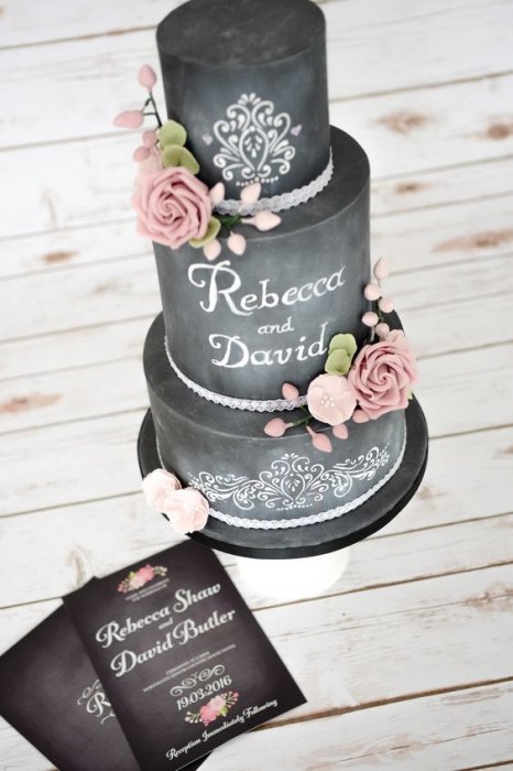 Дизайн свадебного торта в стиле chalkboard