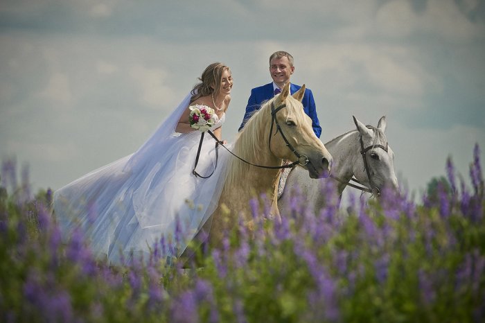 Оригинальная свадьба на лошадях
