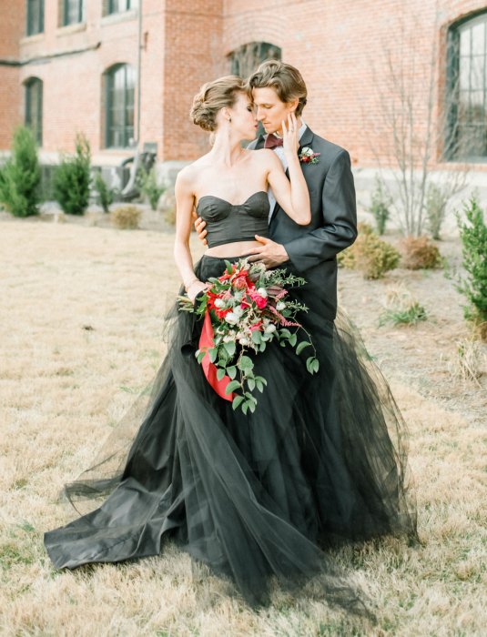Свадебное платье crop top черного цвета