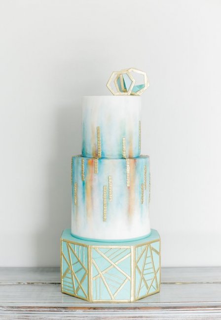 Геометрический свадебный торт