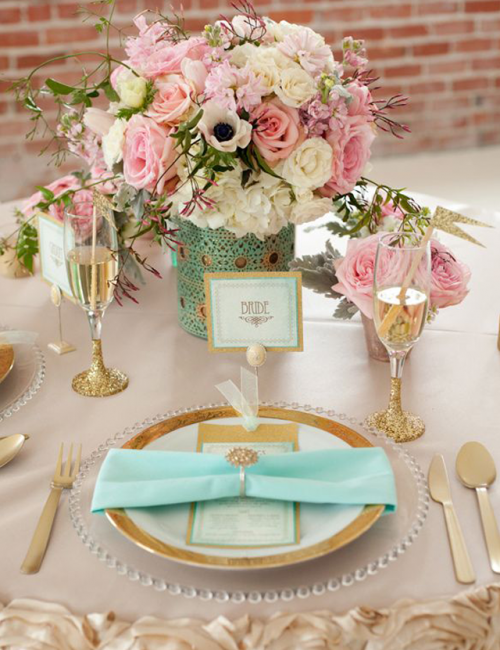 Свадьба в цвете мятный + нежно-розовый + кремовый + золотой
