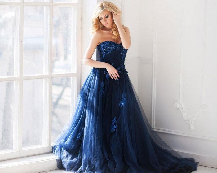 Синее платье для свадьбы