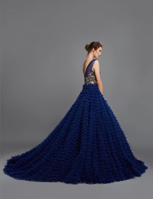 Синее свадебное платье А-силуэта