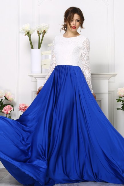 Свадебное платье с белым верхом и синим низом