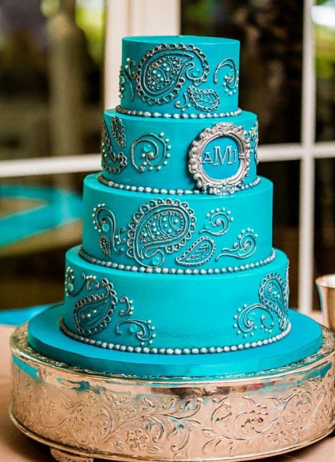 Бирюзовый свадебный торт