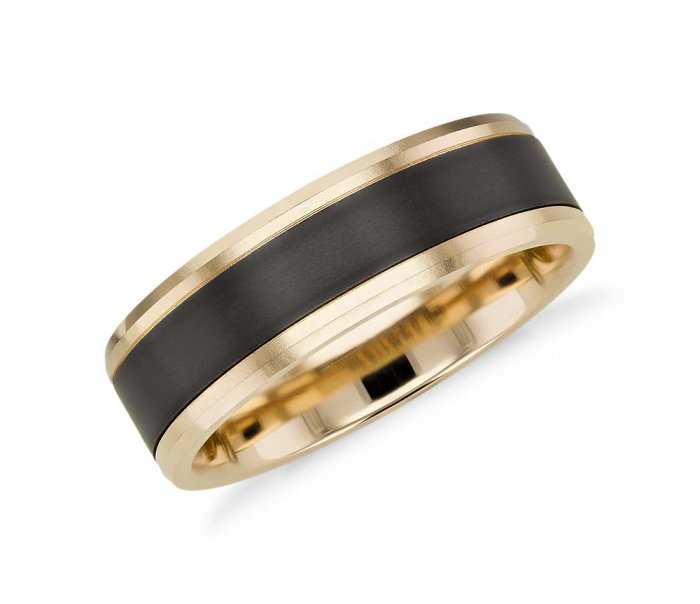 Обручальное кольцо с черной эмалью