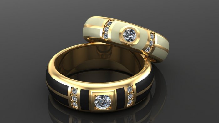 Золотое кольцо с черной эмалью