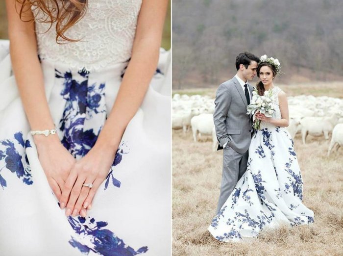 Цветное свадебное платье