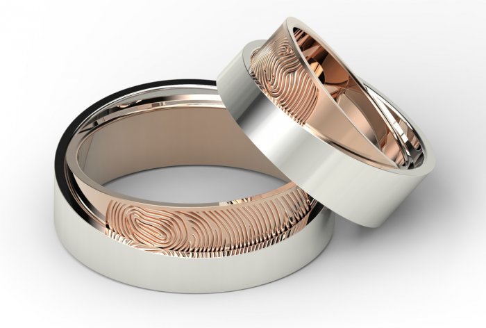 Комбинированные кольца с отпечатками пальцев
