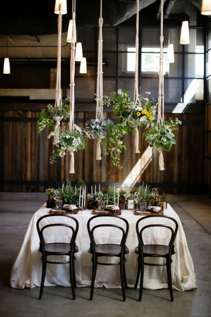 Растения в горшках в декоре свадьбы