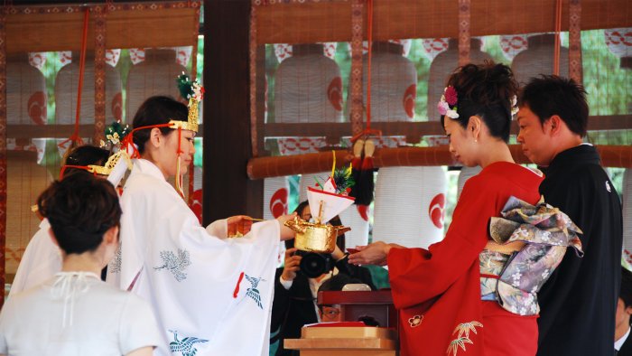 Японская свадьба в синтоистском стиле
