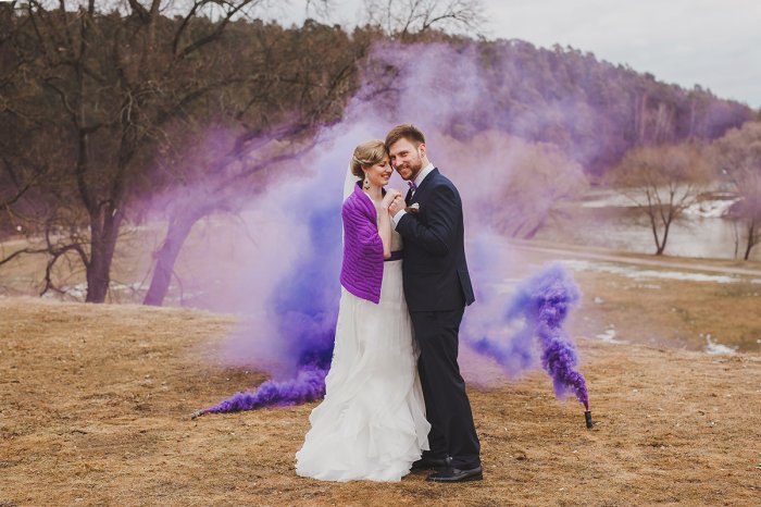 Фиолетовый цвет для осенней свадьбы