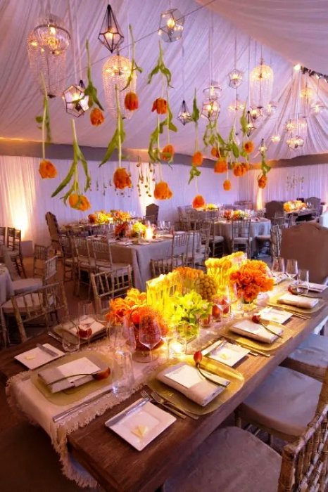Подвесные цветы в декоре свадьбы