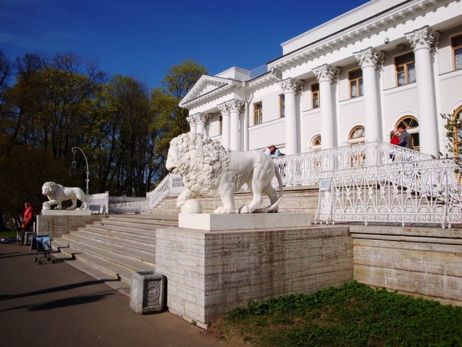 Статуи львов рядом с дворцом