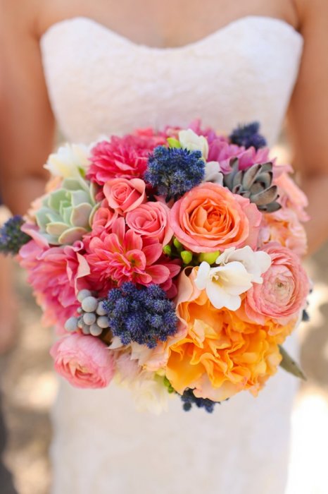 Разноцветный букет невесты