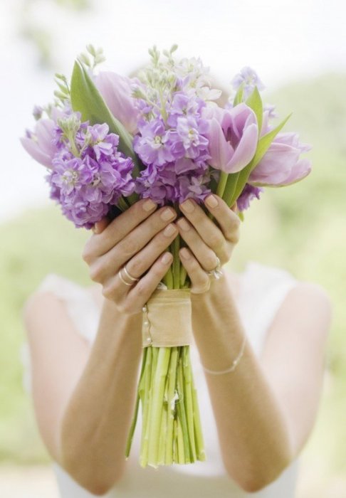 Букет невесты, сочетание тюльпанов с другими цветами
