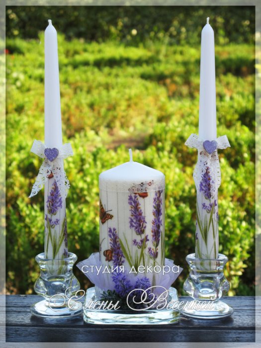 Свадебные свечи с лавандой