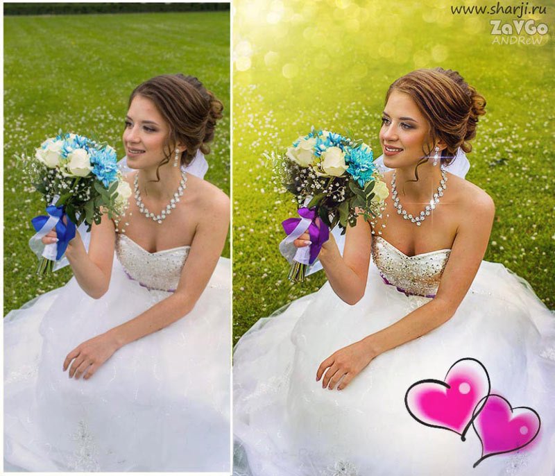 Художественная ретушь свадебных фото до и после