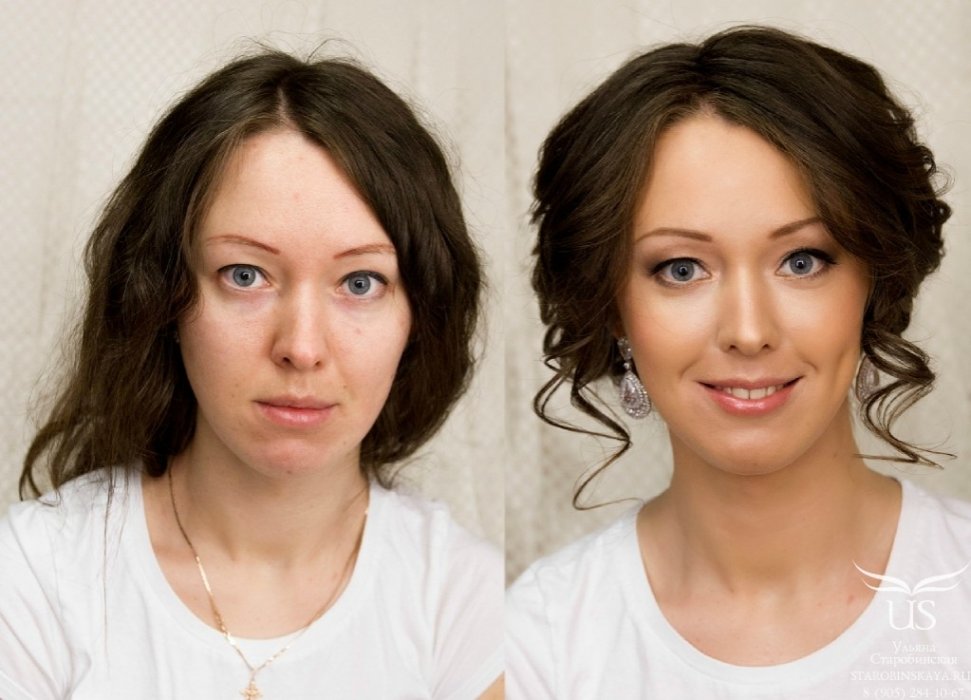 Прически до и после нанесения макияжа