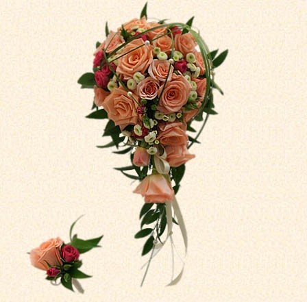 Букет невесты Парад роз и бутоньерка жениха