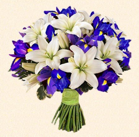 Букет цветов из лилий и ириса Пинелопа
