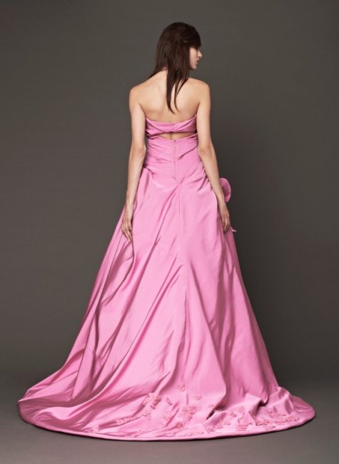 Розово-стальное платье (вид сзади)